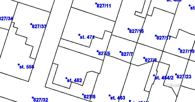 Parcela st. 827/5 v KÚ Doudleby nad Orlicí, Katastrální mapa