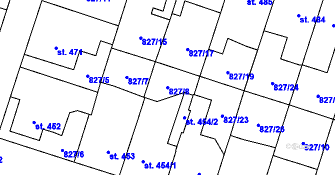 Parcela st. 827/8 v KÚ Doudleby nad Orlicí, Katastrální mapa