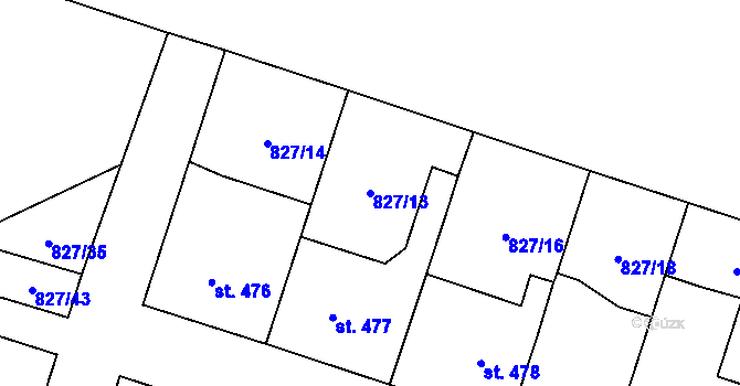 Parcela st. 827/13 v KÚ Doudleby nad Orlicí, Katastrální mapa