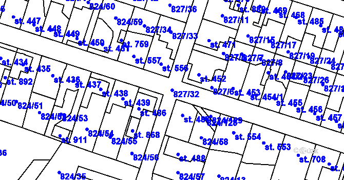 Parcela st. 827/32 v KÚ Doudleby nad Orlicí, Katastrální mapa