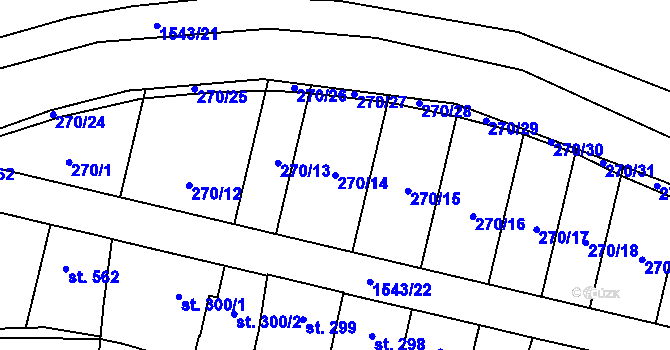 Parcela st. 270/14 v KÚ Doudleby nad Orlicí, Katastrální mapa