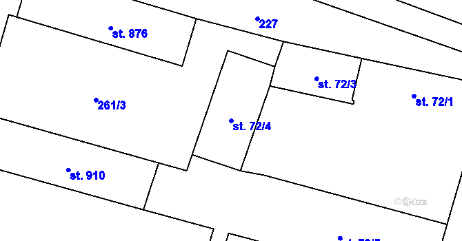 Parcela st. 72/4 v KÚ Doudleby nad Orlicí, Katastrální mapa