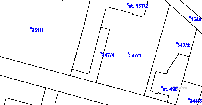 Parcela st. 347/4 v KÚ Doudleby nad Orlicí, Katastrální mapa