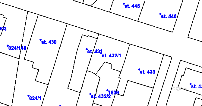 Parcela st. 432/1 v KÚ Doudleby nad Orlicí, Katastrální mapa