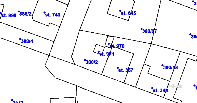 Parcela st. 971 v KÚ Doudleby nad Orlicí, Katastrální mapa