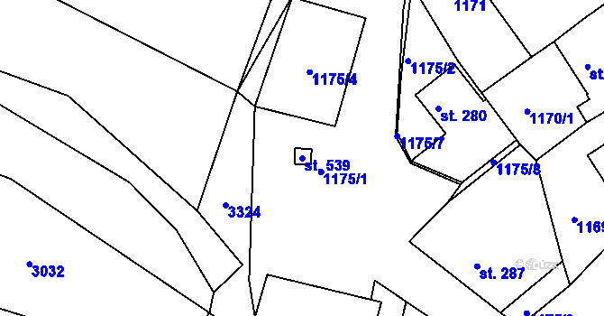 Parcela st. 539 v KÚ Vyhnánov, Katastrální mapa
