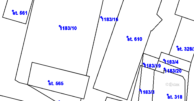 Parcela st. 1183/17 v KÚ Vyhnánov, Katastrální mapa