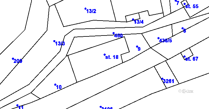 Parcela st. 18 v KÚ Doupě, Katastrální mapa