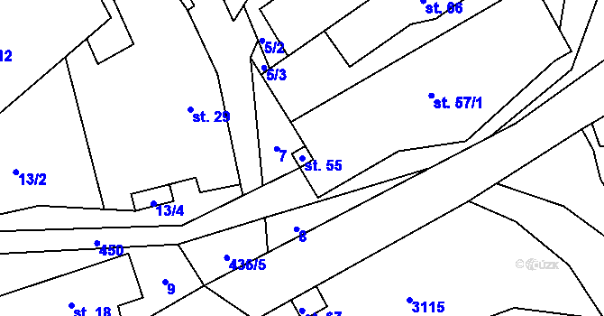Parcela st. 55 v KÚ Doupě, Katastrální mapa