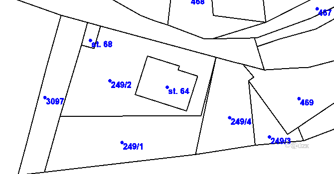 Parcela st. 64 v KÚ Doupě, Katastrální mapa