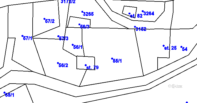 Parcela st. 466 v KÚ Doupě, Katastrální mapa