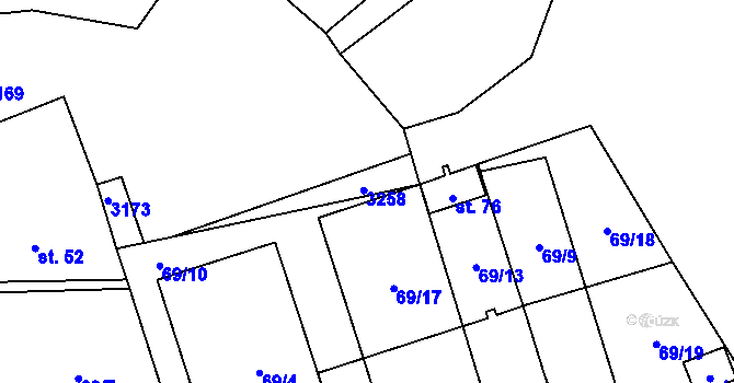 Parcela st. 3258 v KÚ Doupě, Katastrální mapa