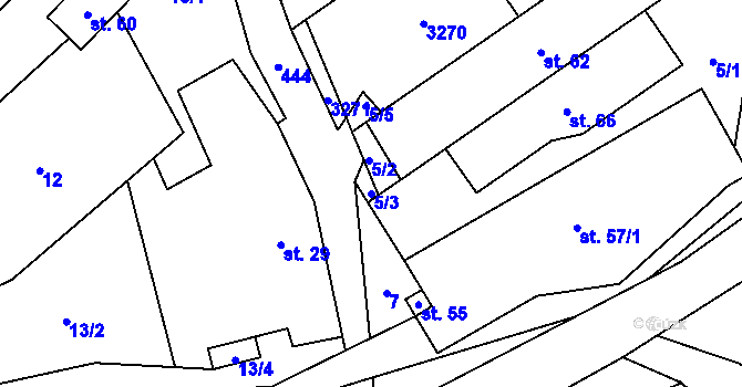 Parcela st. 5/3 v KÚ Doupě, Katastrální mapa