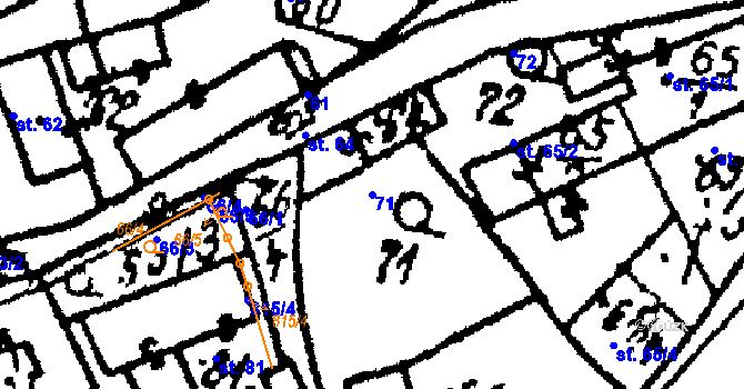 Parcela st. 71 v KÚ Dožice, Katastrální mapa