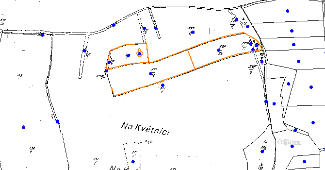 Parcela st. 571/1 v KÚ Dožice, Katastrální mapa