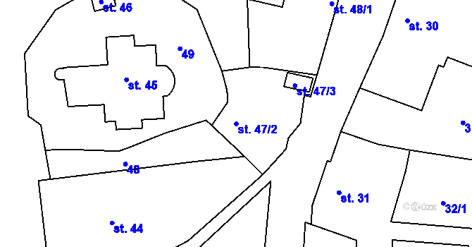 Parcela st. 47/2 v KÚ Drahanovice, Katastrální mapa