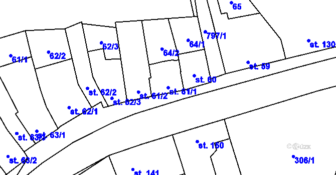 Parcela st. 61/1 v KÚ Drahanovice, Katastrální mapa