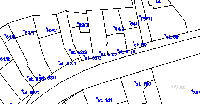 Parcela st. 61/2 v KÚ Drahanovice, Katastrální mapa