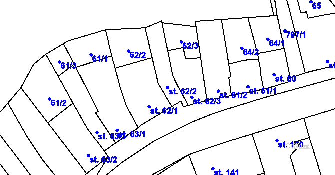 Parcela st. 62/2 v KÚ Drahanovice, Katastrální mapa