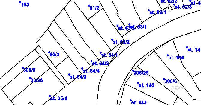 Parcela st. 64/1 v KÚ Drahanovice, Katastrální mapa