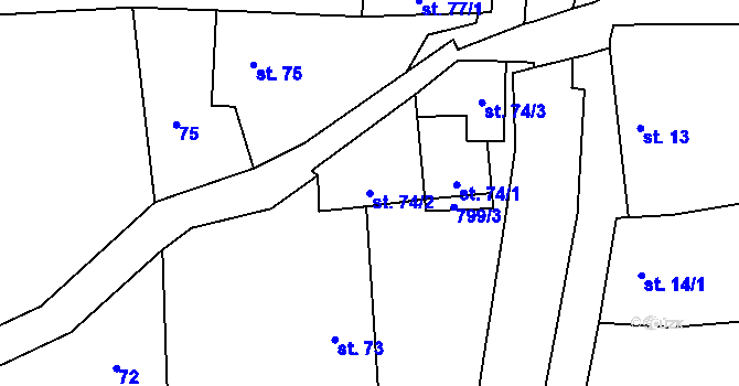 Parcela st. 74/2 v KÚ Drahanovice, Katastrální mapa