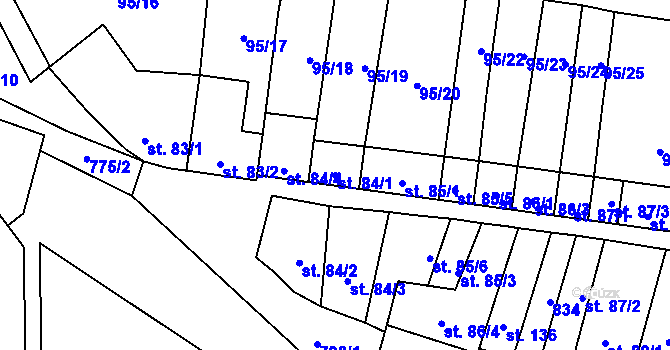 Parcela st. 84/1 v KÚ Drahanovice, Katastrální mapa
