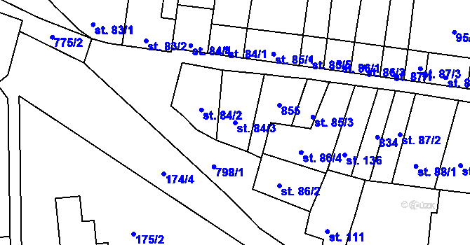 Parcela st. 84/3 v KÚ Drahanovice, Katastrální mapa