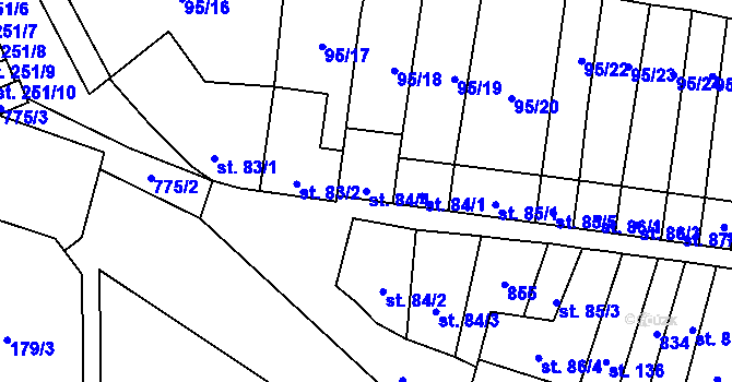 Parcela st. 84/4 v KÚ Drahanovice, Katastrální mapa