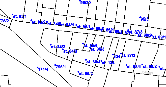 Parcela st. 85/6 v KÚ Drahanovice, Katastrální mapa