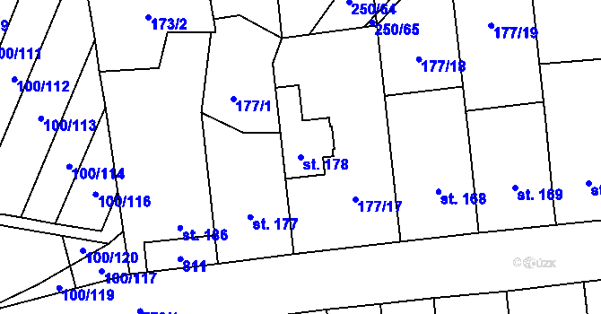 Parcela st. 178 v KÚ Drahanovice, Katastrální mapa