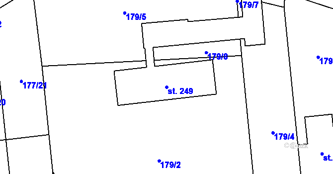 Parcela st. 249 v KÚ Drahanovice, Katastrální mapa