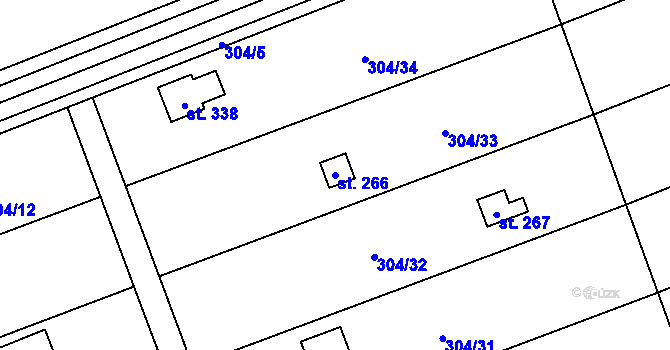 Parcela st. 266 v KÚ Drahanovice, Katastrální mapa