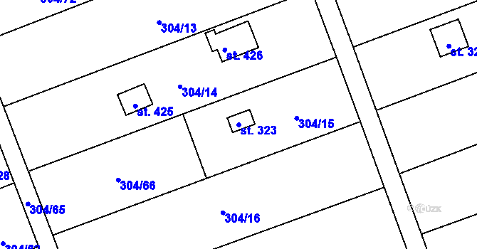 Parcela st. 323 v KÚ Drahanovice, Katastrální mapa