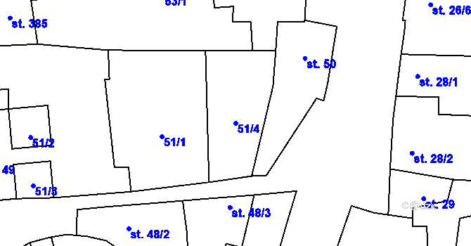 Parcela st. 51/4 v KÚ Drahanovice, Katastrální mapa