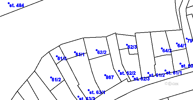 Parcela st. 62/2 v KÚ Drahanovice, Katastrální mapa