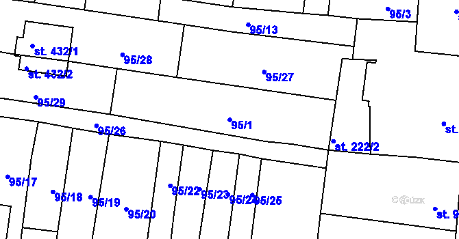 Parcela st. 95/1 v KÚ Drahanovice, Katastrální mapa