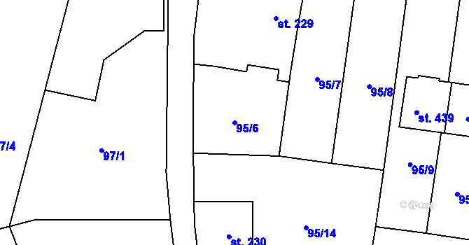 Parcela st. 95/6 v KÚ Drahanovice, Katastrální mapa