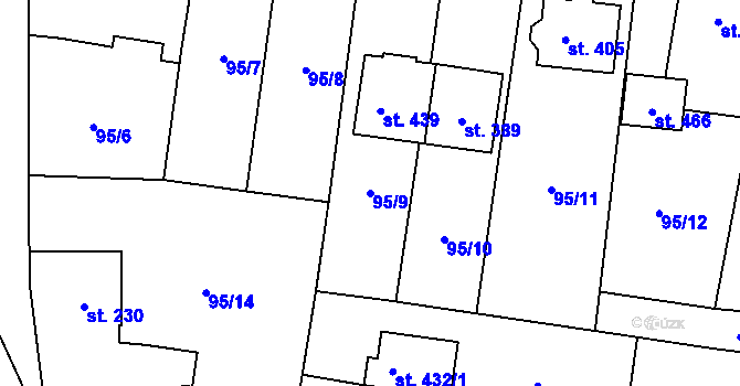 Parcela st. 95/9 v KÚ Drahanovice, Katastrální mapa