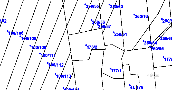 Parcela st. 173/2 v KÚ Drahanovice, Katastrální mapa