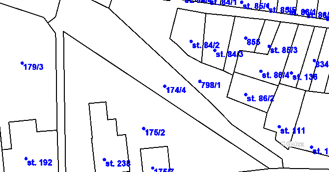 Parcela st. 174/4 v KÚ Drahanovice, Katastrální mapa