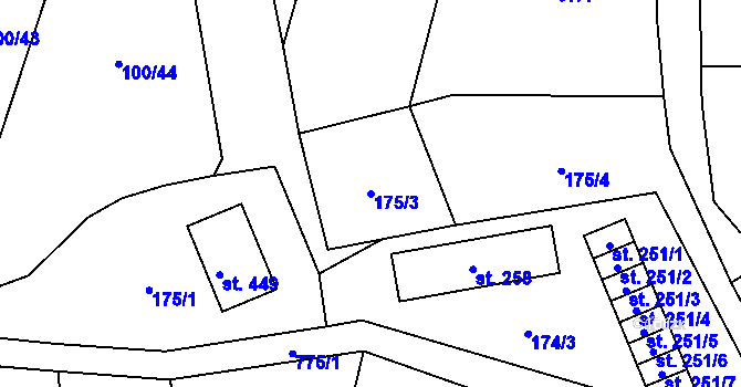 Parcela st. 175/3 v KÚ Drahanovice, Katastrální mapa