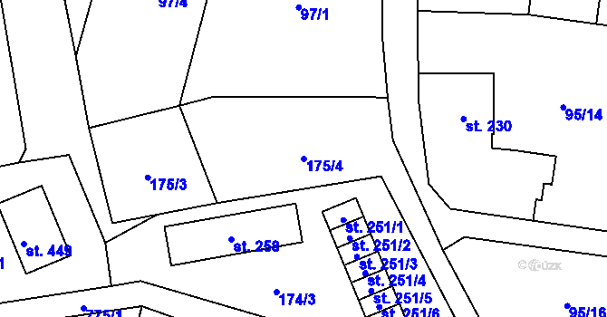 Parcela st. 175/4 v KÚ Drahanovice, Katastrální mapa