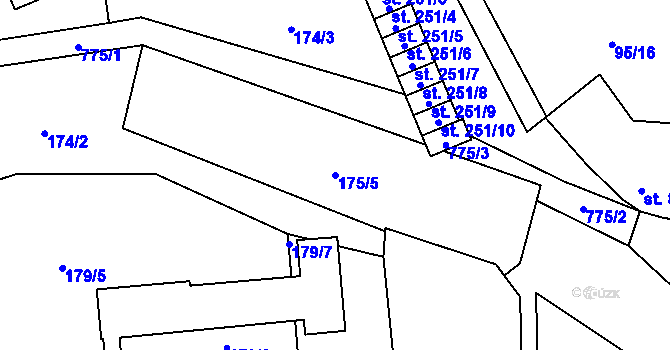 Parcela st. 175/5 v KÚ Drahanovice, Katastrální mapa