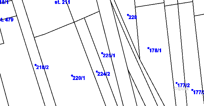 Parcela st. 225/1 v KÚ Drahanovice, Katastrální mapa