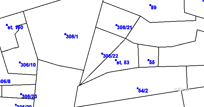 Parcela st. 306/22 v KÚ Drahanovice, Katastrální mapa
