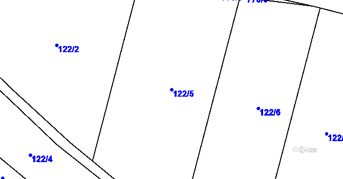 Parcela st. 122/5 v KÚ Drahanovice, Katastrální mapa
