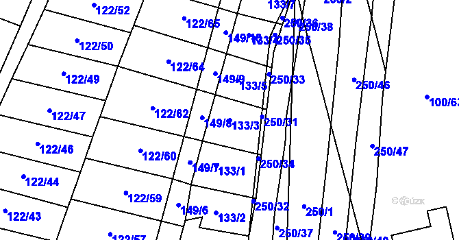Parcela st. 133/3 v KÚ Drahanovice, Katastrální mapa