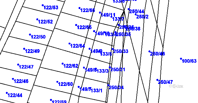 Parcela st. 133/5 v KÚ Drahanovice, Katastrální mapa