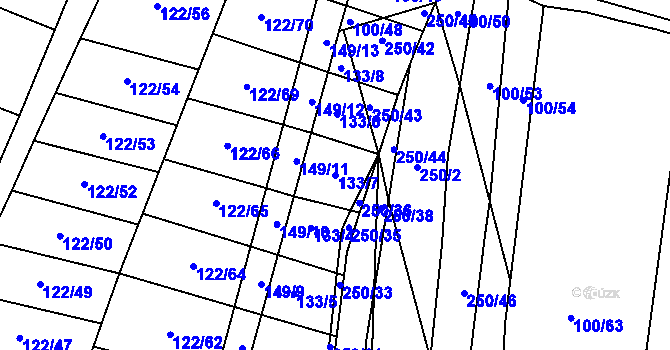 Parcela st. 133/7 v KÚ Drahanovice, Katastrální mapa