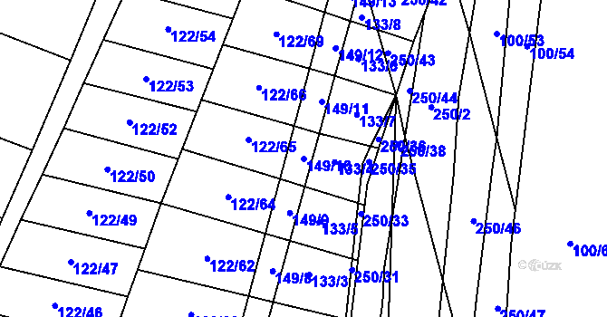 Parcela st. 149/10 v KÚ Drahanovice, Katastrální mapa